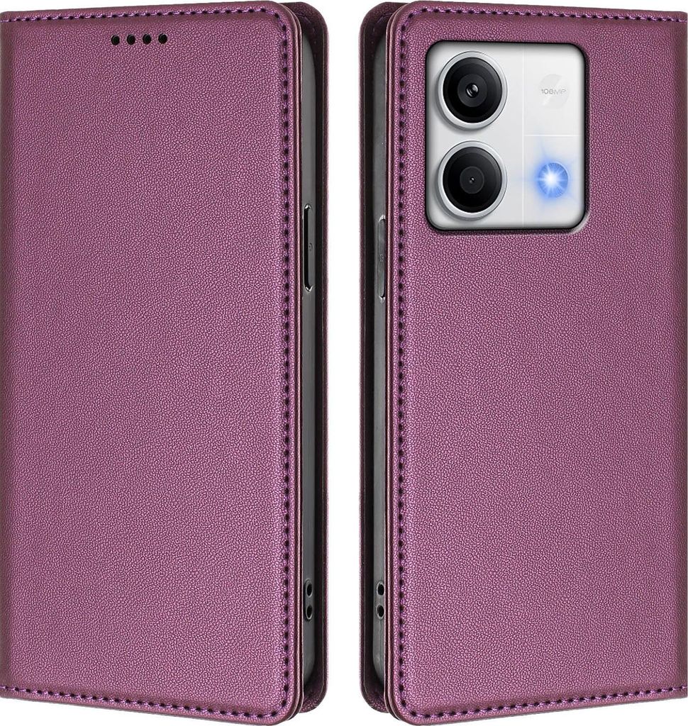 Handyhülle für Xiaomi Redmi Note 13 5G, Kunstleder Klapphülle Stoßfeste Magnetische Hülle mit Ständer Lila