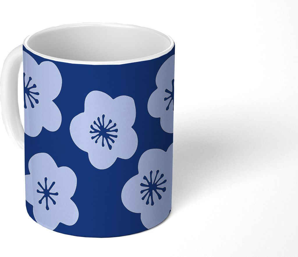 MuchoWow Tasse Kaffeetasse Kaffeebecher 350 ml Sakura - Weiß - Muster - Japan Teetasse - Fototasse - Becher - Keramikbecher - Teebecher - Kaffee...