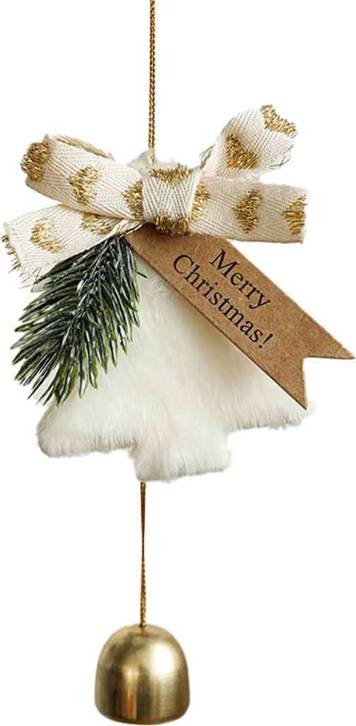 Weihnachts-Windspiel-Ornament, Plüsch, pelziger Baumglocken-Anhänger, dekoratives Türklingel-Ornament für Baum, Auto, Zuhause, Urlaubsdekor