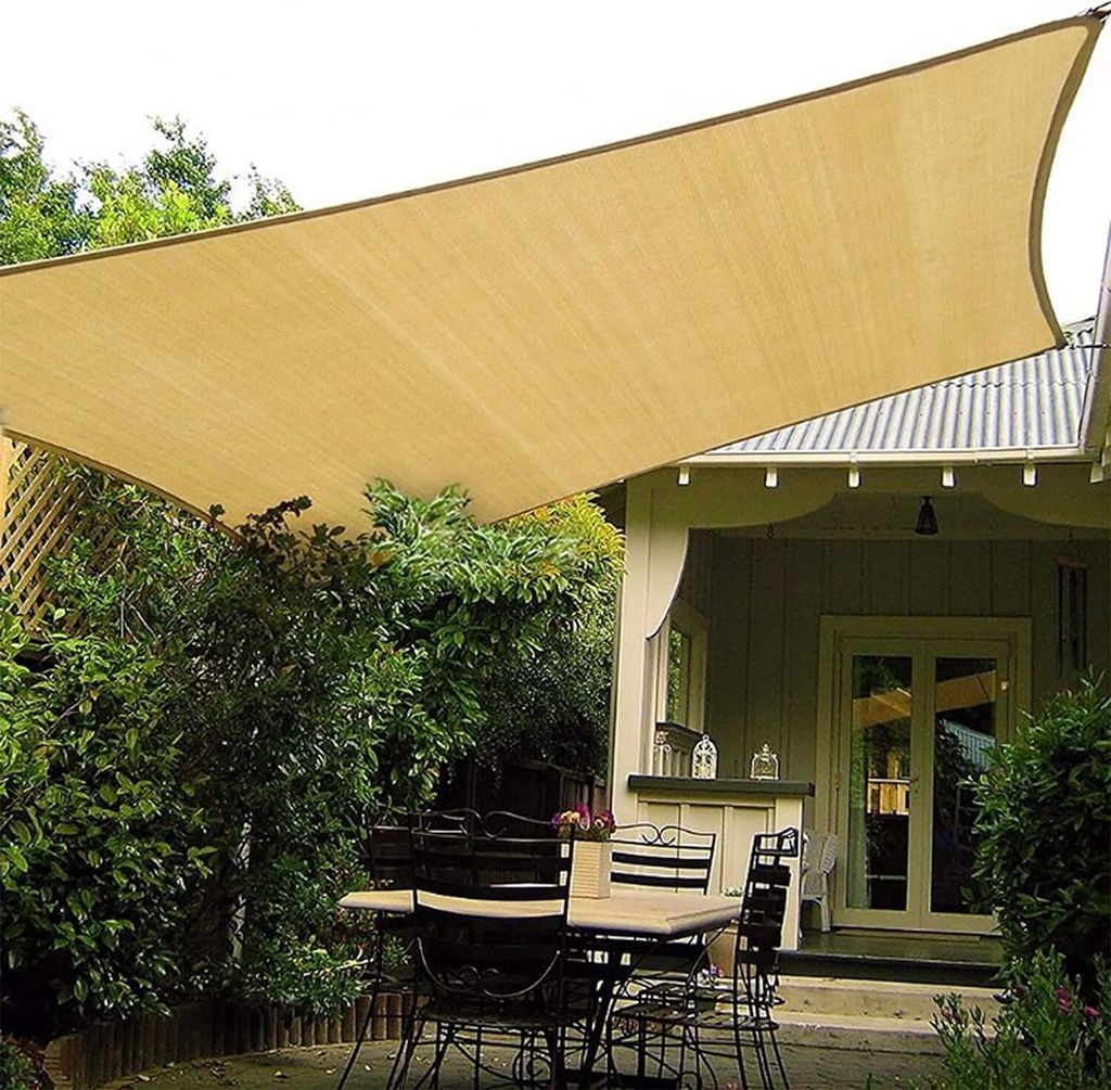 Rechteckiges Markisensegel 2x3m, Markisensegel 3x2m HDPE, atmungsaktiv, widerstandsfähig, 95% UV-Schutz für Outdoor, Garten, Terrassen (Sand)