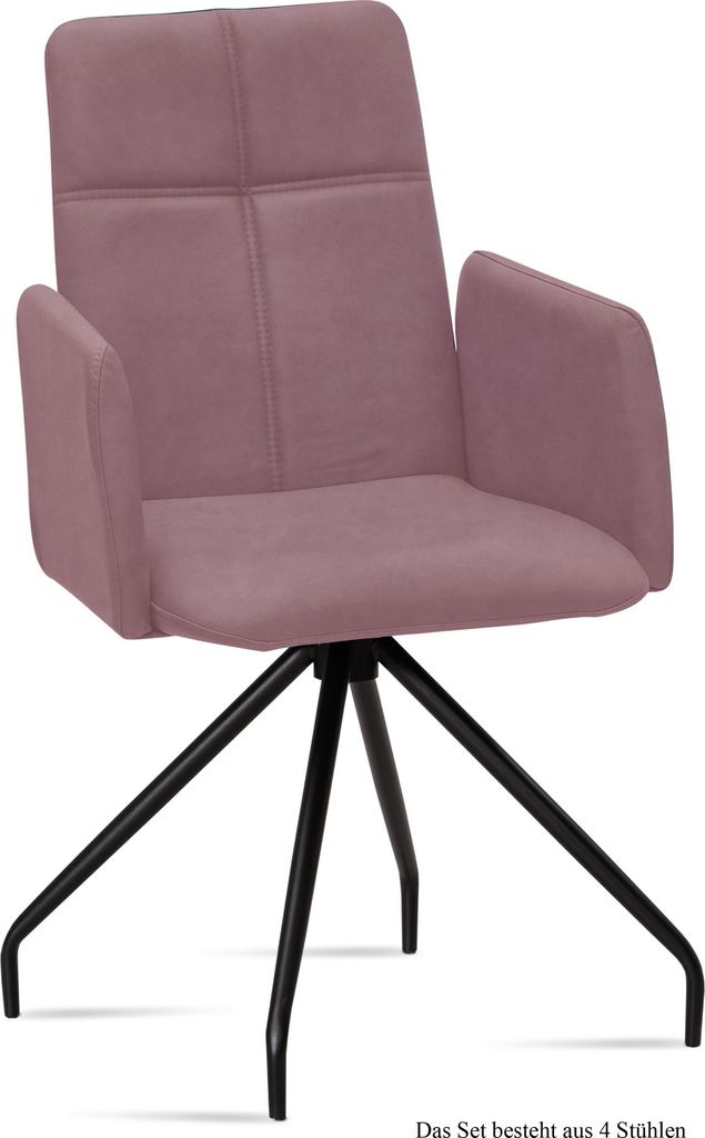 Armlehnstuhl (4er-Set) Devaki 52x92x60 Schwarz/Rosewood