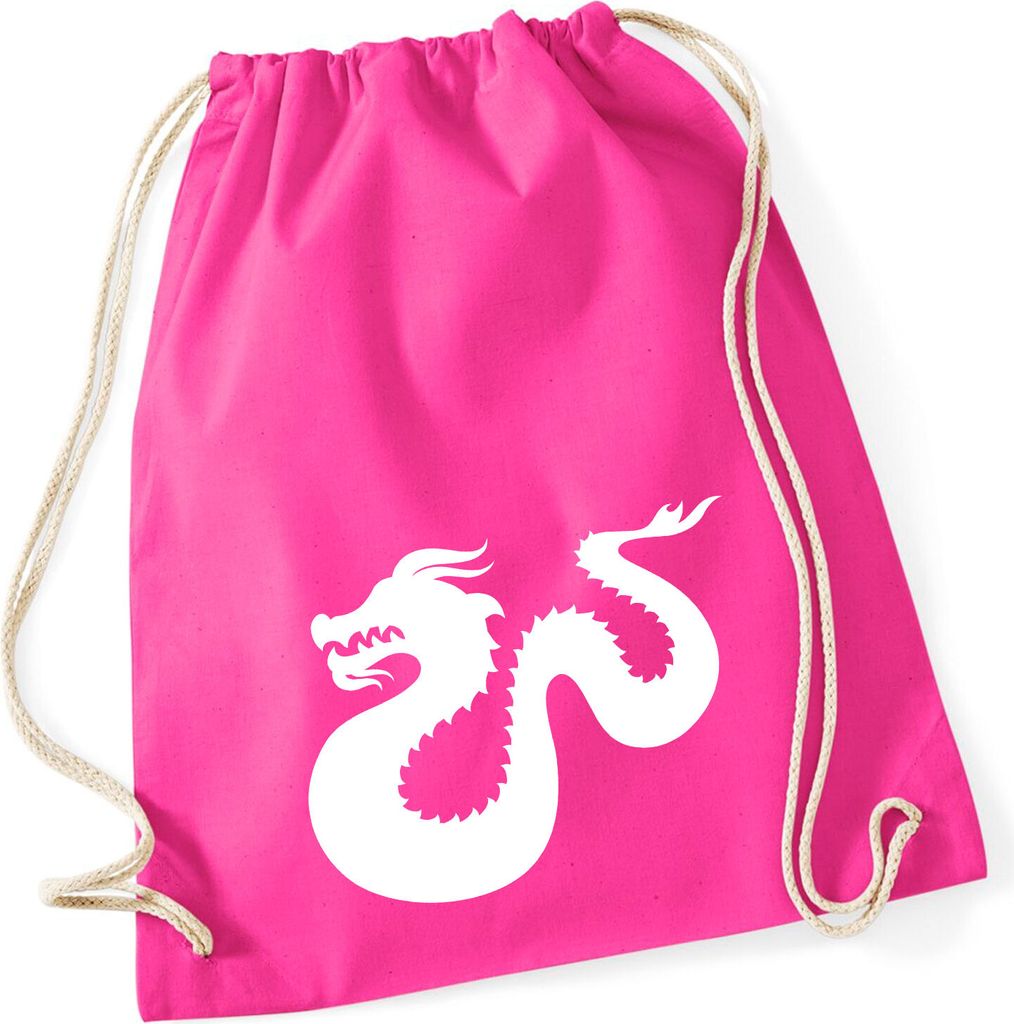 Huuraa Turnbeutel Dragon Silhouette 12 Liter Fuchsia Baumwolle Rucksack Geschenkidee