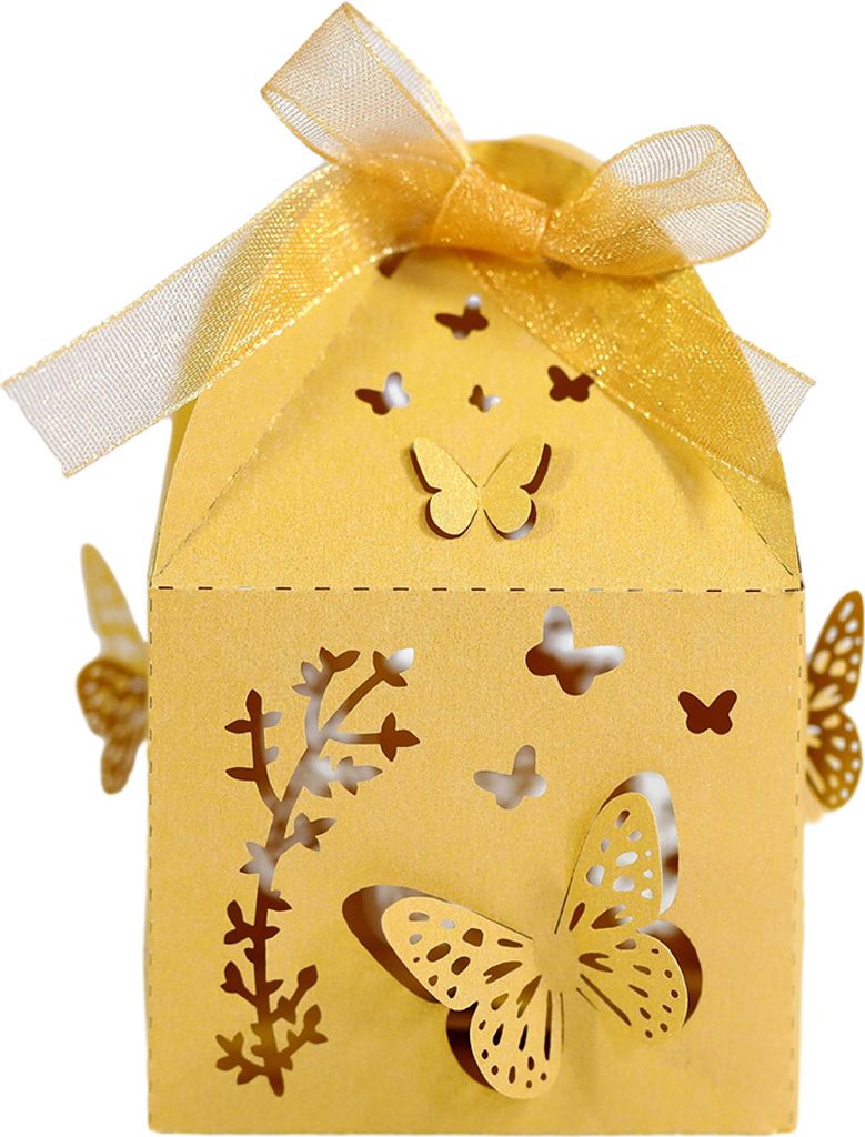 50Pcs Hochzeit Geschenk-Box, Laser Cut Candy Geschenk-Box Papier-Box Mit Band Für Hochzeit Dekoration Party Favor Kleine Geschenk-Verpackung
