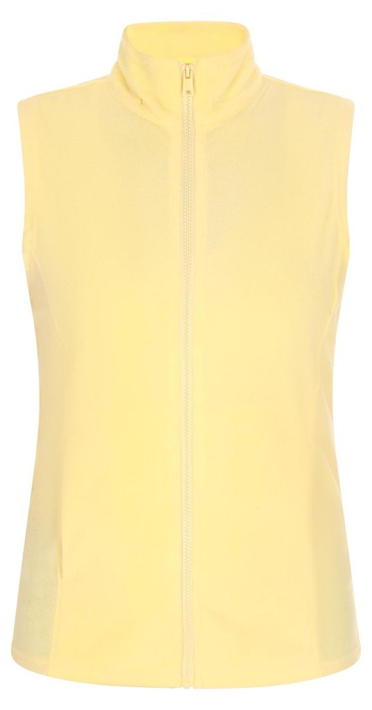 Damen Weste gelb XS sportlich schmal geschnitten Polyester mit Stehkragen, Reißverschluss