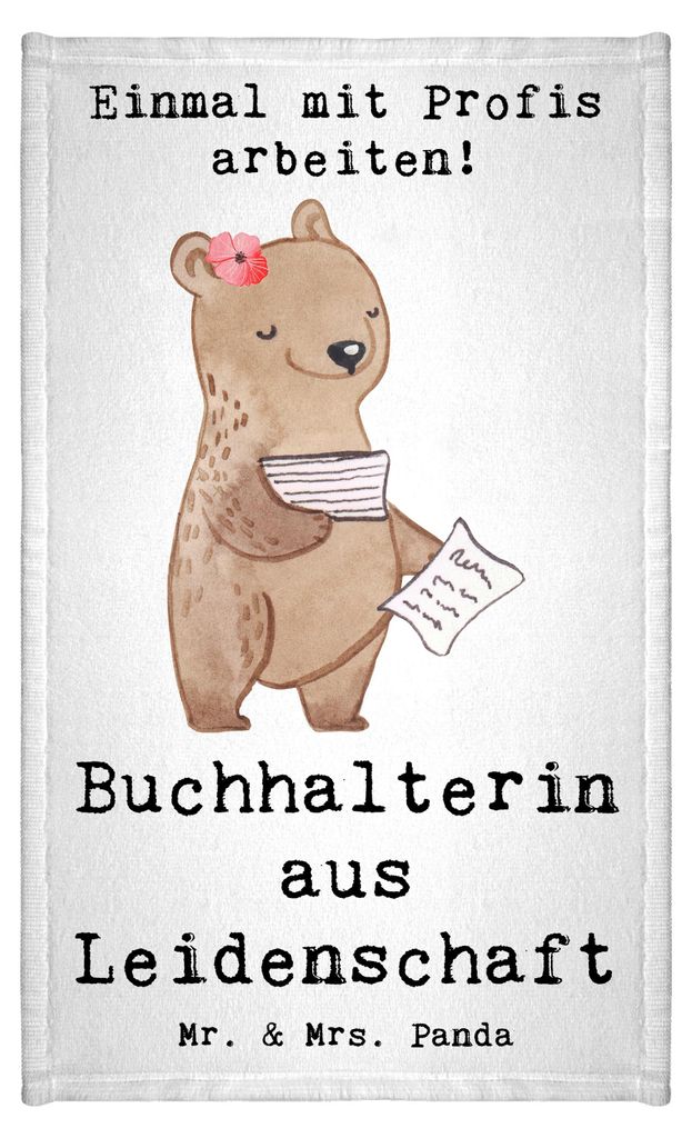 Mr. & Mrs. Panda Handtuch Buchhalterin Leidenschaft - Weiß - Geschenk, Witzig, Angestellte, baumwolle, Buchhalter, Spruch, Klein, Beruf, Lustig, K...
