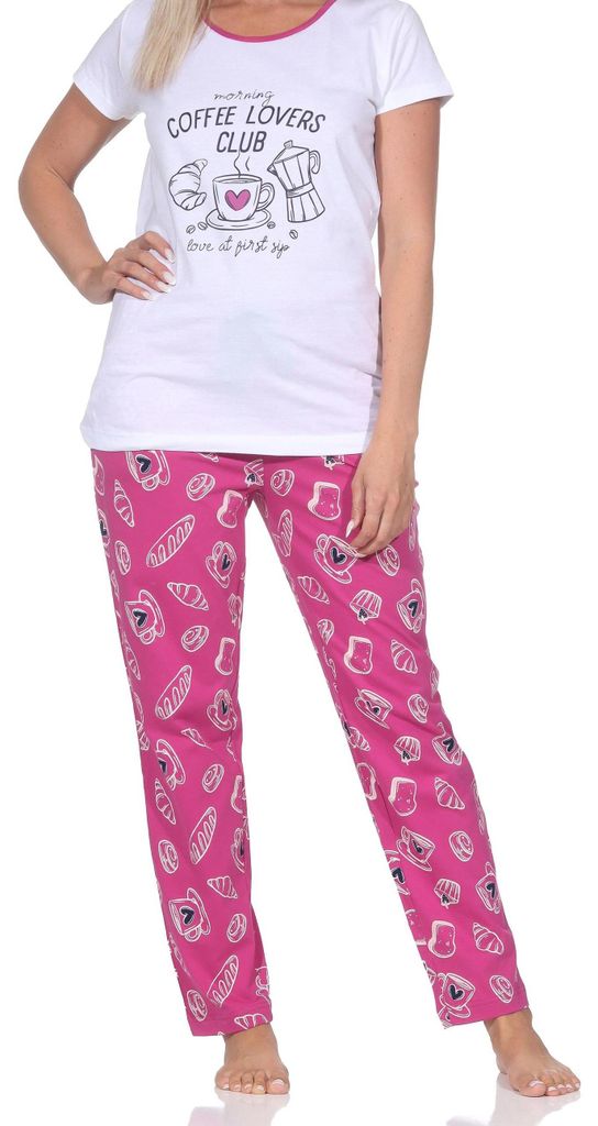 Normann Damen Schlafanzug kurzarm mit langer Pyjamahose - Produktbild 