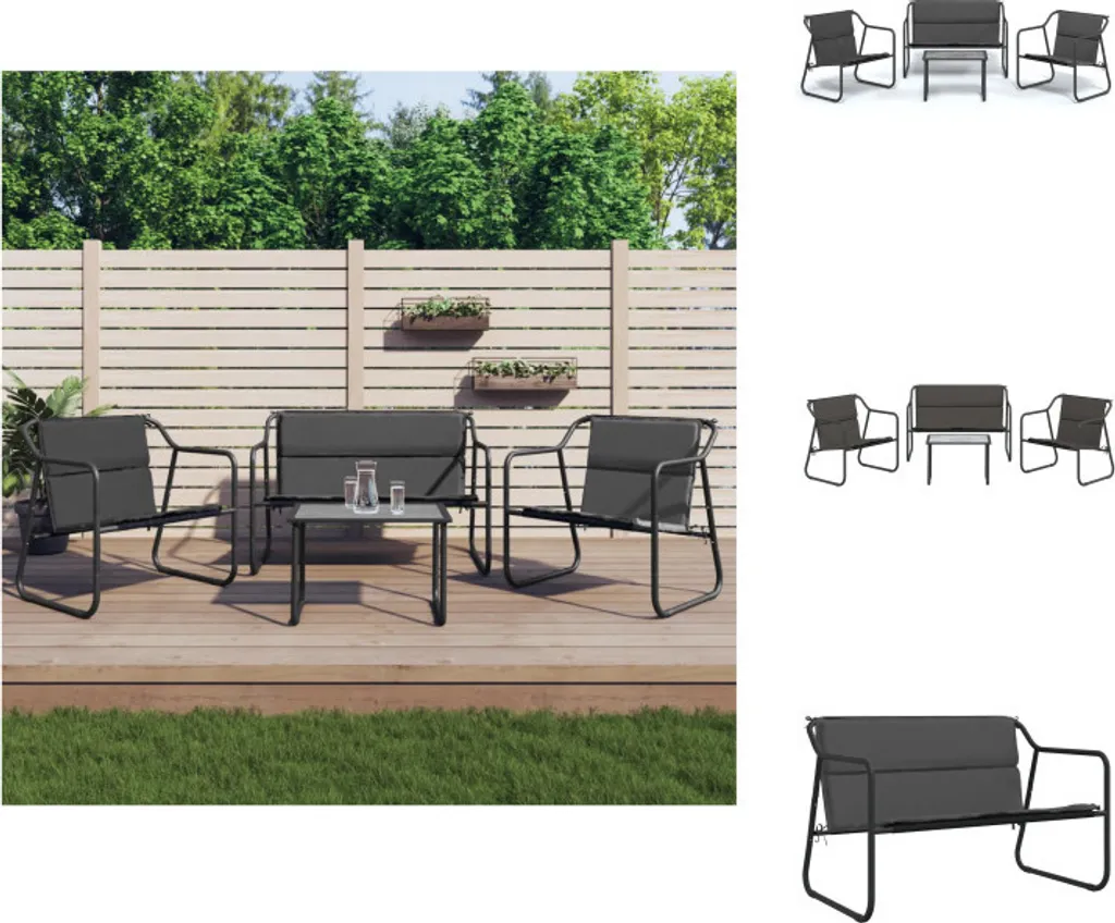 Mobilier de jardin en acier anthracite avec coussins d'assise confortables