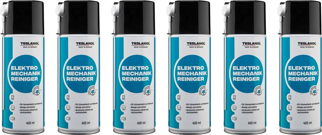 TESLANOL 26018 Elektro-Mechanik-Reinigerspray, 400 ml, 6 Stück