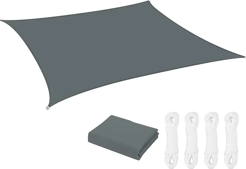 Grand voile d'ombrage de jardin 6x4m gris foncé pour zone de repos