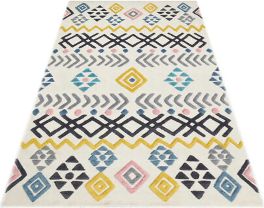 Tapis anti-poussière Kelim Mexico 160x230 cm ivoire facile à nettoyer
