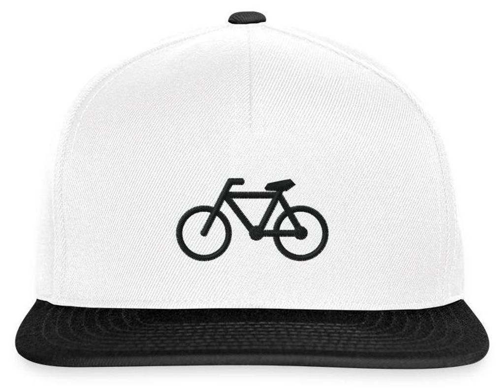 Spreadshirt Stickerei Fahrrad | Silhouette Rennrad Snapback Cap, One size, Weiß/Schwarz