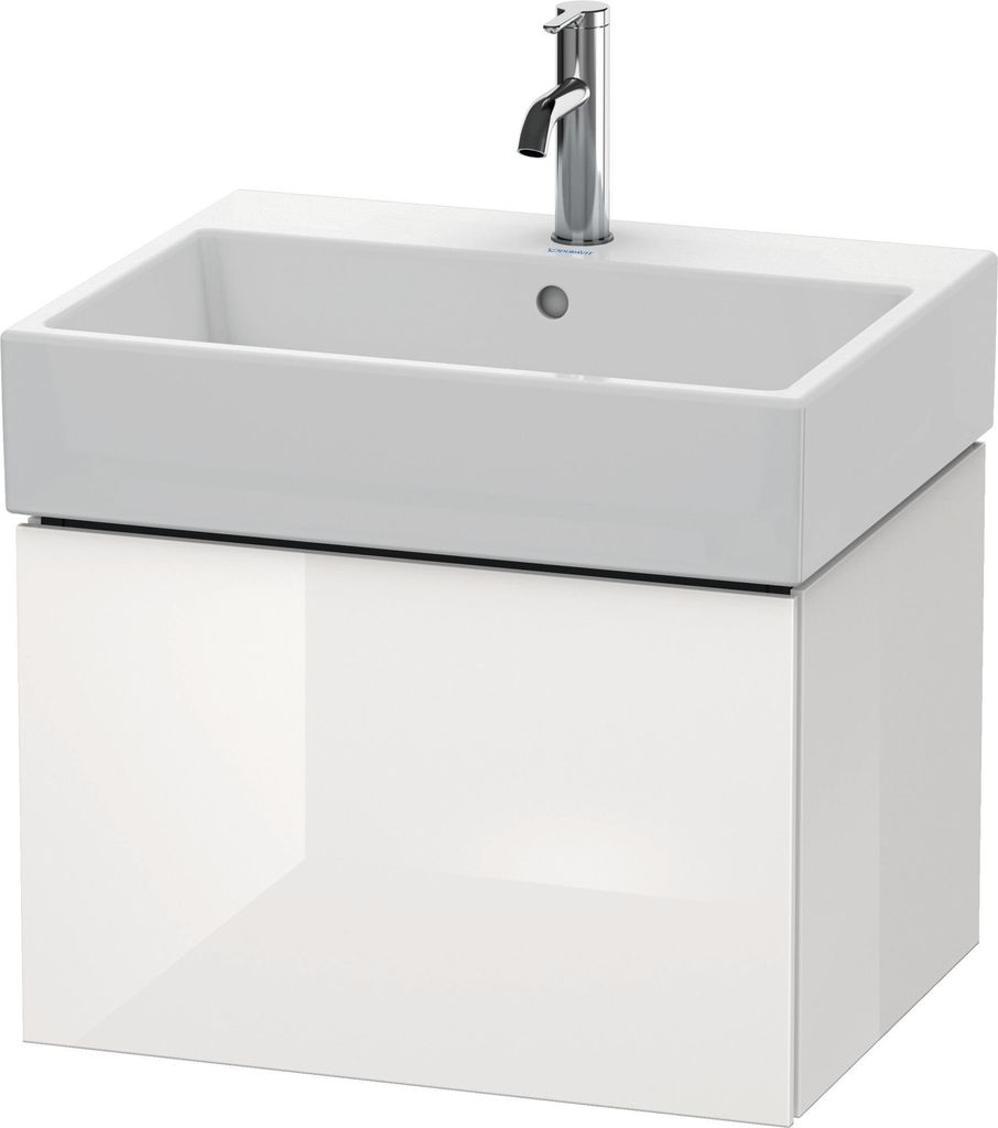 Waschtischunterbau L-CUBE 394x584x459mm weiß hochglanz weiß hochglanz