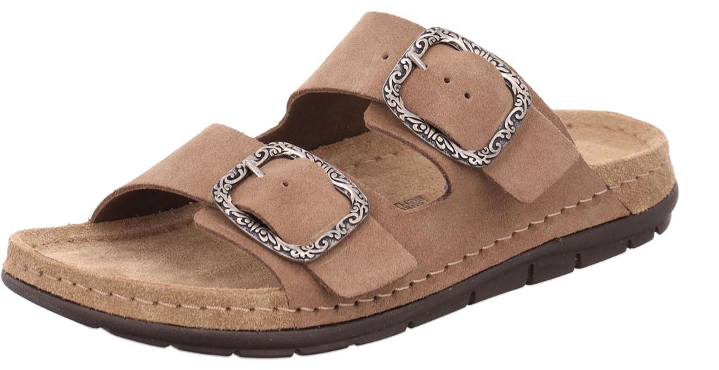 Rohde Damen Pantolette mit zwei Schnallen aus Velourleder Rodigo-D 5893, Größe:42 EU, Farbe:Beige