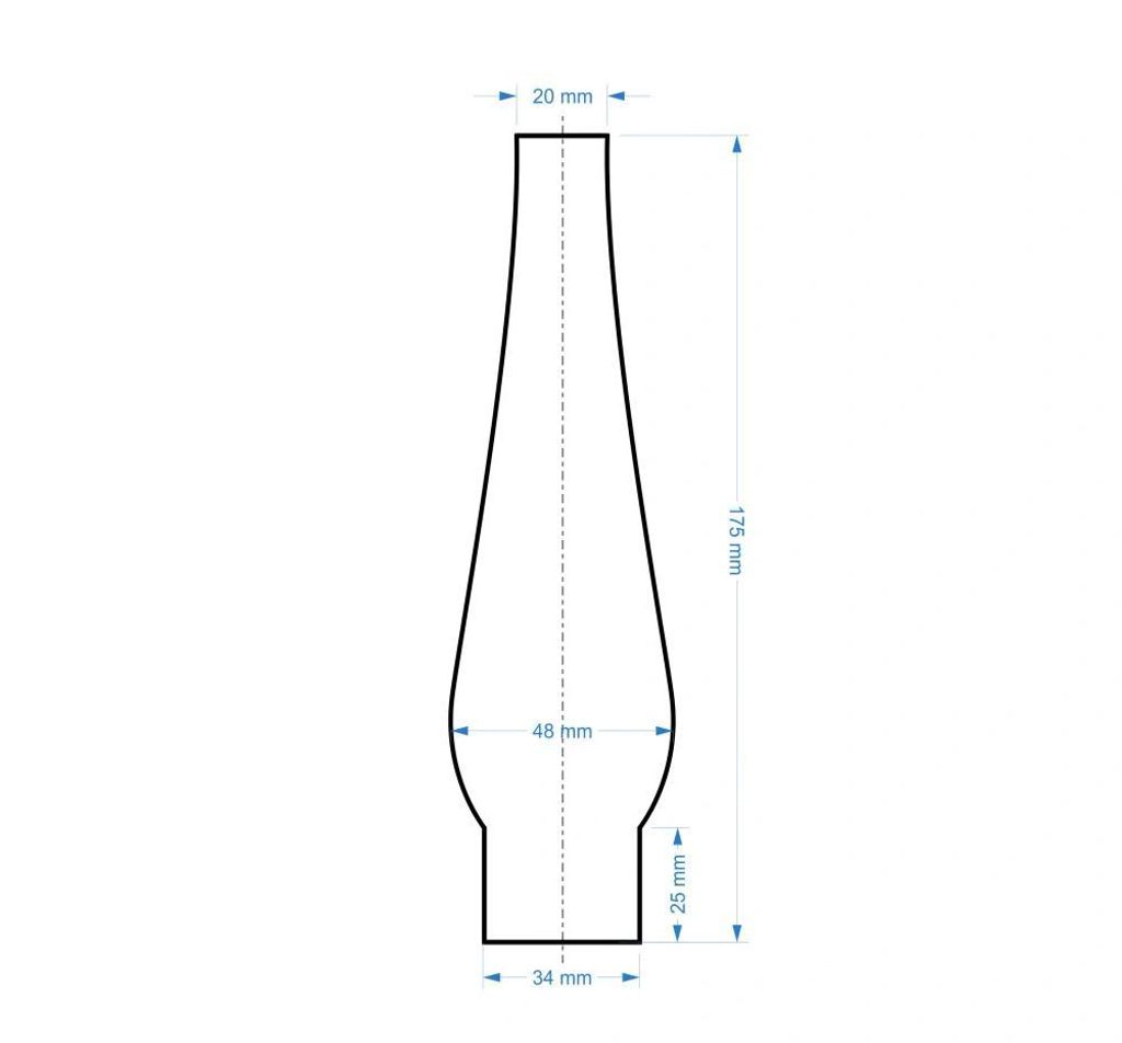 Skleněný cylindr na lampu Ø 34/175 CHB 6 – ruční výroba | Obrázek produktu 