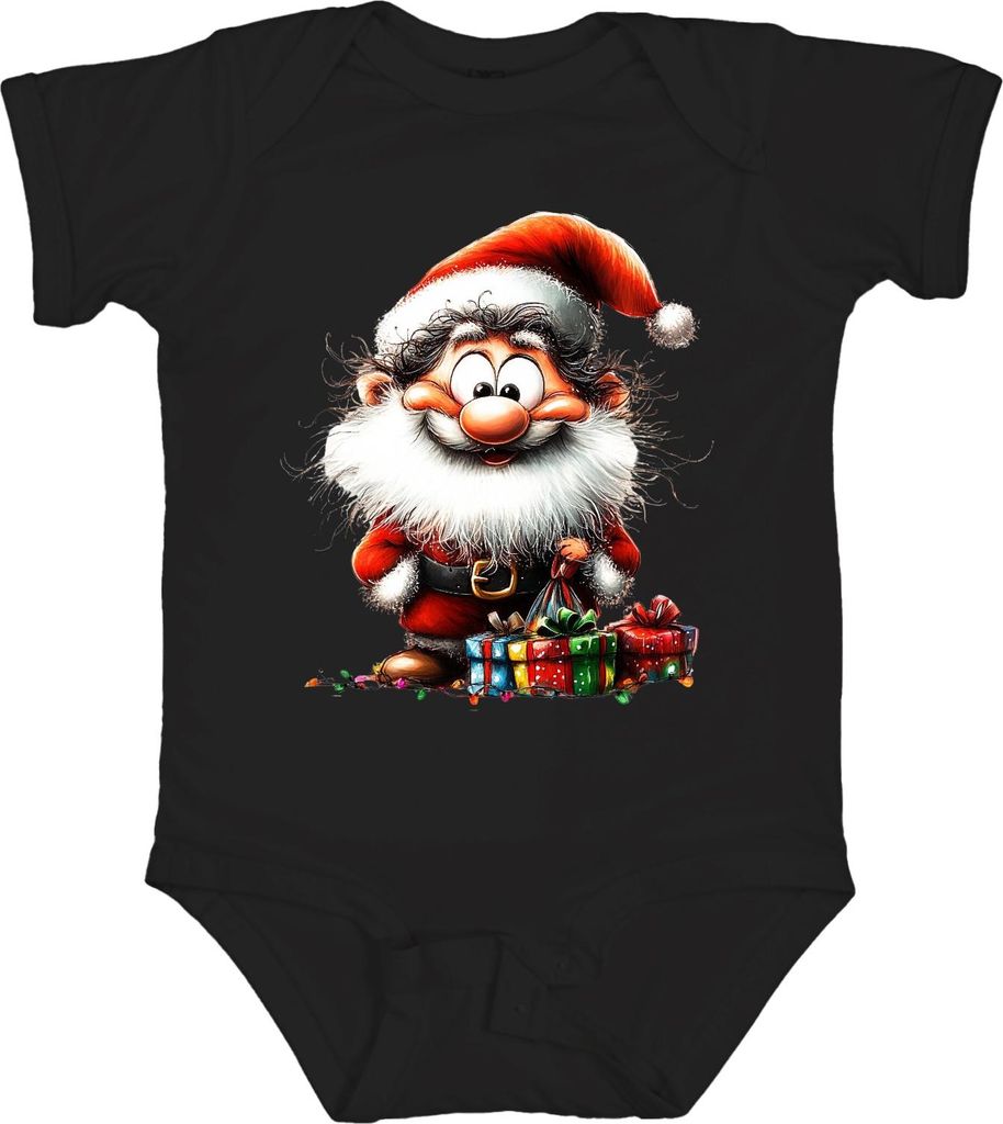Weihnachtsmann Bart Geschenk Cartoon lustig Weihnachten niedlich Unisex Baby Body, Schwarz, 3/6