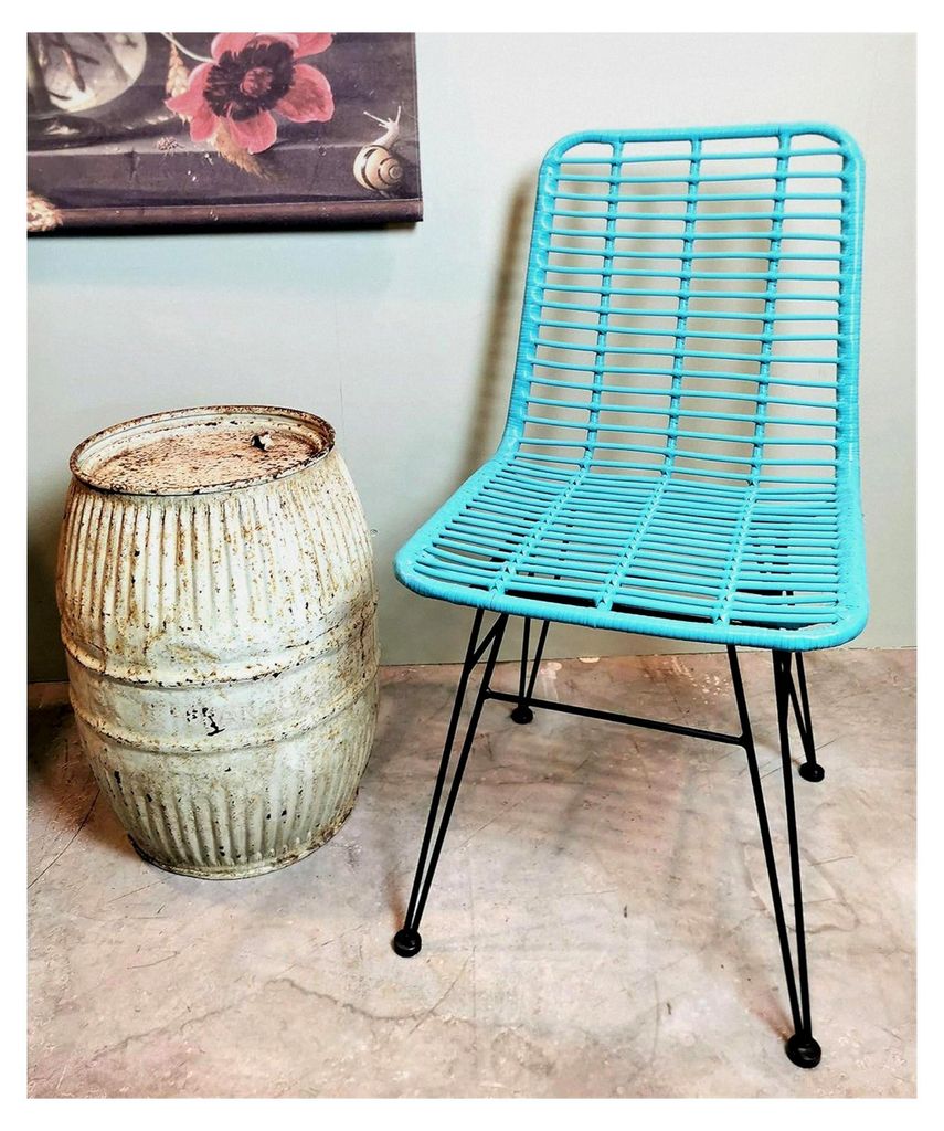 Gartenstuhl Esszimmerstuhl Hacienda Vela Rattan In/Outdoor Türkis Skandi Boho