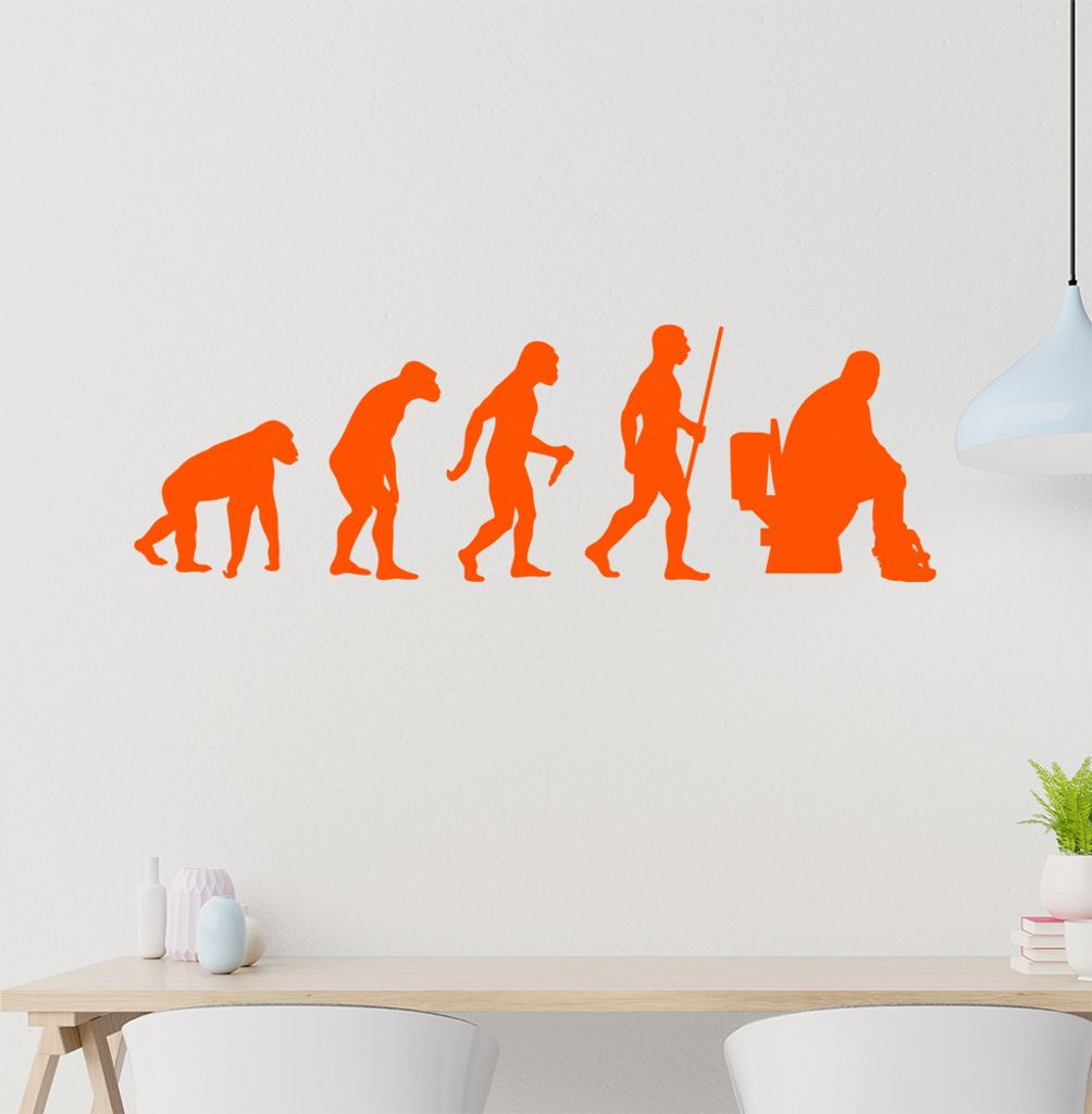 Klo Toiletten Evolution Wandtattoo Wandaufkleber Wall Sticker - Dekoration, Küche, Wohnzimmer, Schlafzimmer, Badezimmer