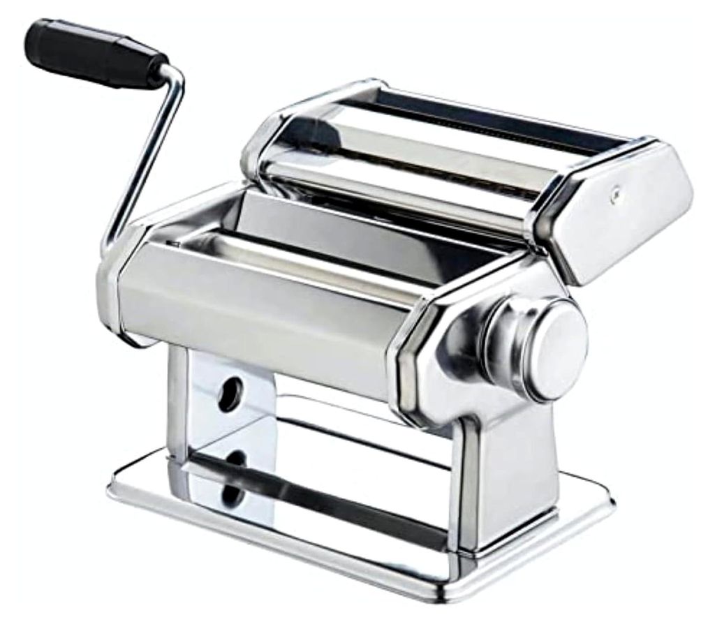 Kitchen Craft Deluxe Nudel-Maschine aus Edelstahl mit doppelter Klinge - Manuell - Pasta-Maker mit 9 Einstellungen - Walzer mit Tisch-Klemme - für...