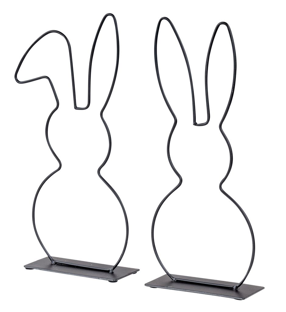 2er Set Aufsteller Hase Metall H30cm Schwarz Osterdeko Produktbild 