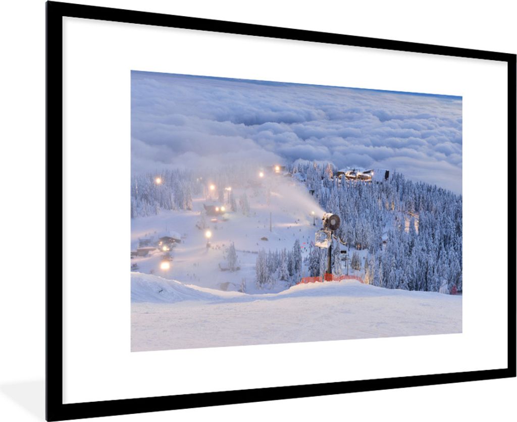 MuchoWow Gerahmtes Poster Skigebiet am Grouse Mountain in Kanada 90x60 cm - Poster mit Schwarzem Bilderrahmen Wandposter Rahmen Foto Bilder - Wan...
