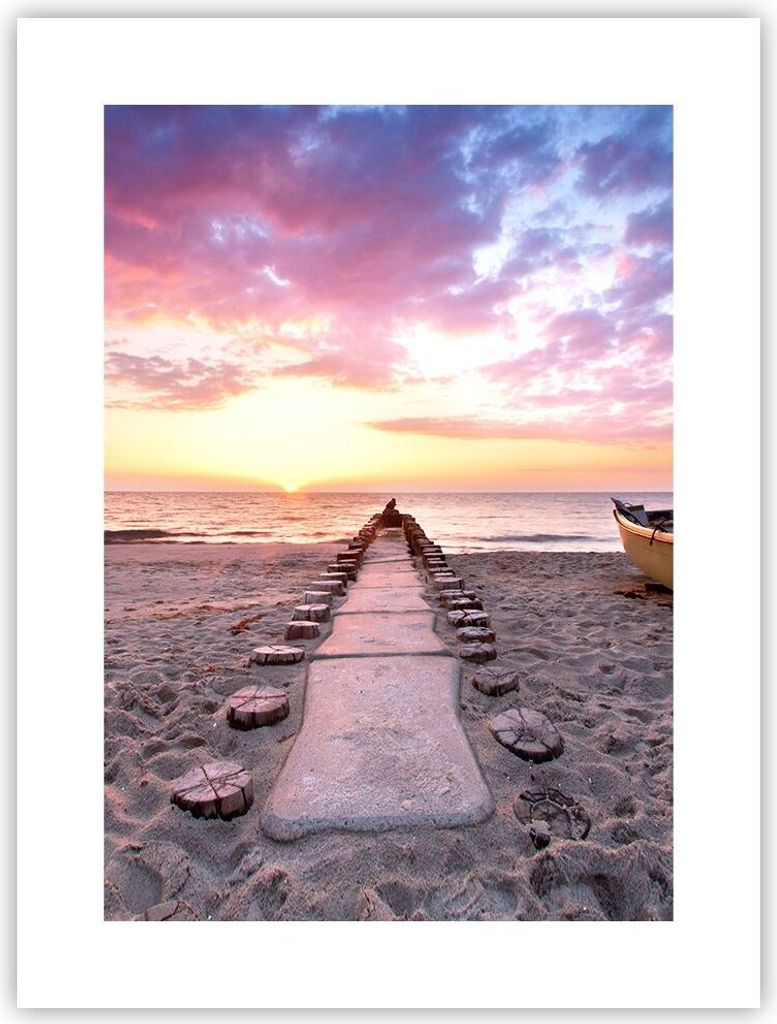 Poster - Poster ohne Rahmen - Boot Strand Himmel - 30x40 cm - Wand Bild - Wanddeko - Wandbilder - Kunstposter - Wandposter - Bilder - Kunstdruck - ...