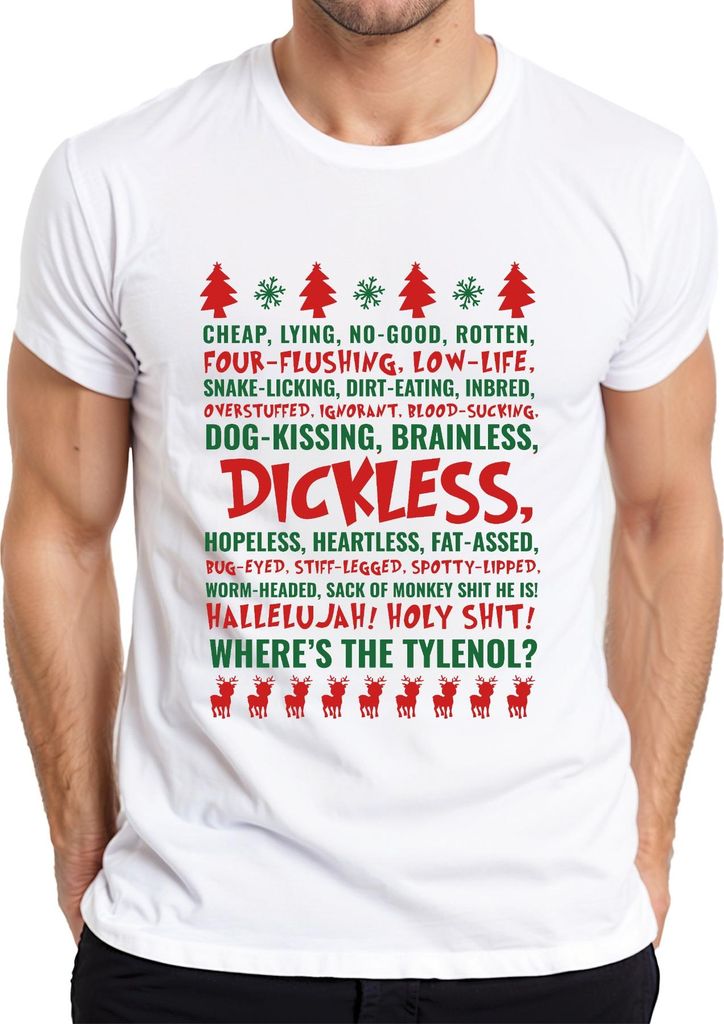 WHERES THE TYLENOL Christmas Ugly Sweater Schöne Bescherung Griswold Herren T-Shirt, Weiß, M