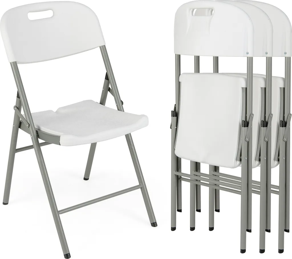 COSTWAY Set 4 Sedie Pieghevoli Bianche - Design in Metallo 160kg