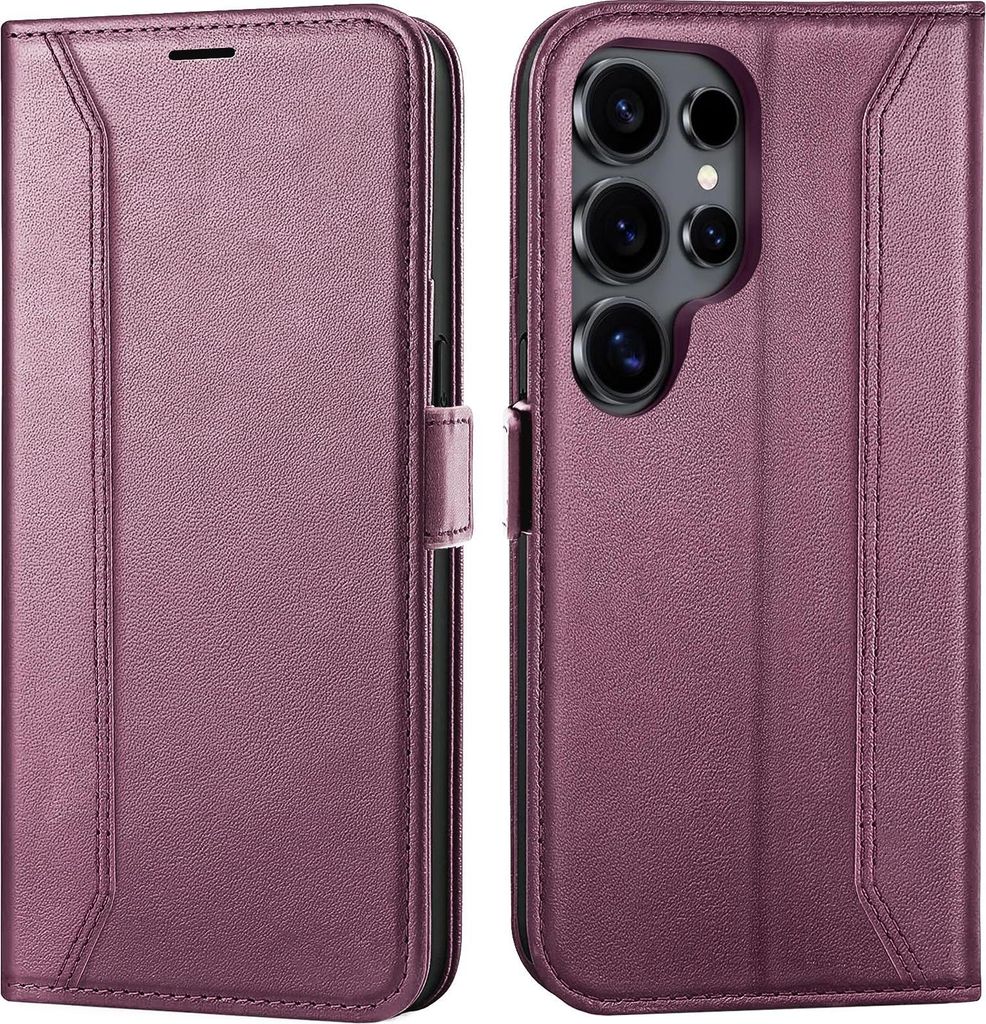 Handyhülle für Samsung Galaxy S26 Ultra Hülle Flip Case klappbare Tasche Schutzhülle, Brombeere