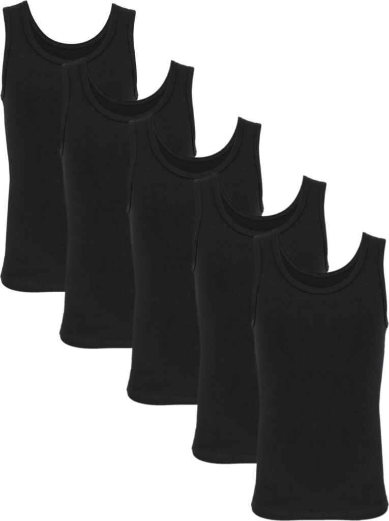 TupTam Kinder Jungen Unterhemd Ärmellos Tanktop 5er Pack , Farbe: Schwarz, Größe: 140-146