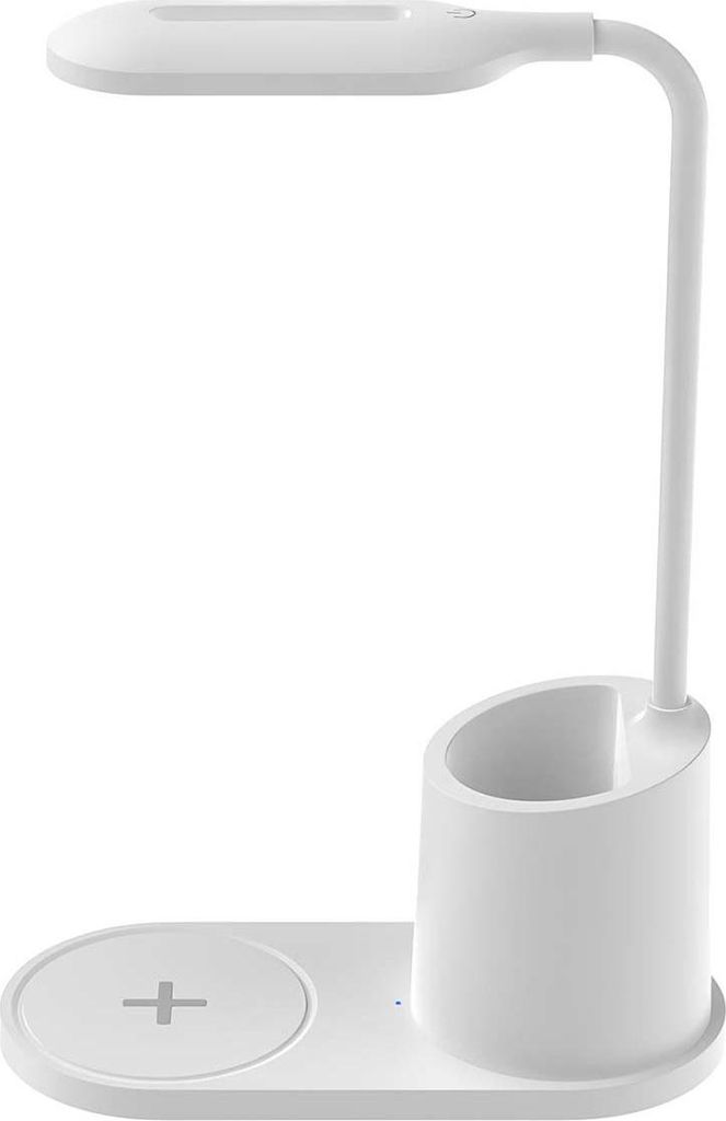 Platinet, LED Schreibtischlampe 3 Modi 10W Induktion Ladefläche, Weiß