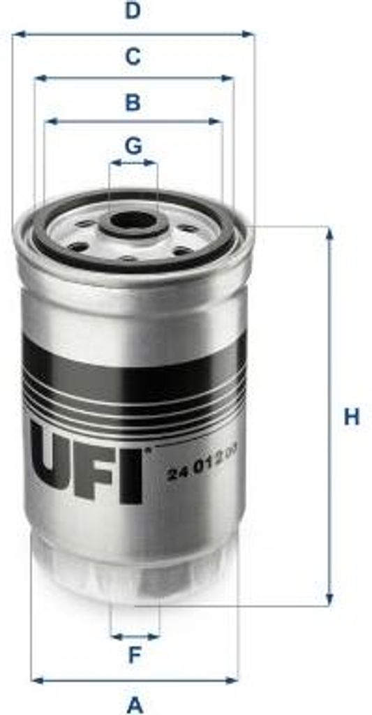 UFI 24.012.00 Kraftstofffilter OE 319222B900 kompatibel mit Accent, Grandeur, H-1, i30, i40, iX20, iX55, Santa Fe, Sonata, Carens, Magentis, Optima...