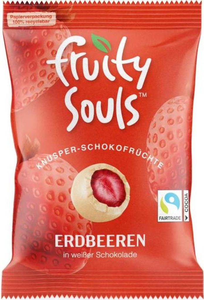 FruitySouls Knusper-Schokofrüchte Erdbeeren Weiße Produktbild 