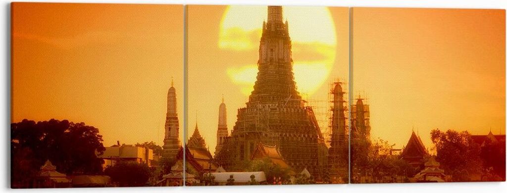 Bild auf Leinwand - Leinwandbild - Tempel Asien - 150x50cm - Wand Bild - Wanddeko - Wandbilder - Leinwanddruck - Bilder - Kunstdruck - Wanddekorati...