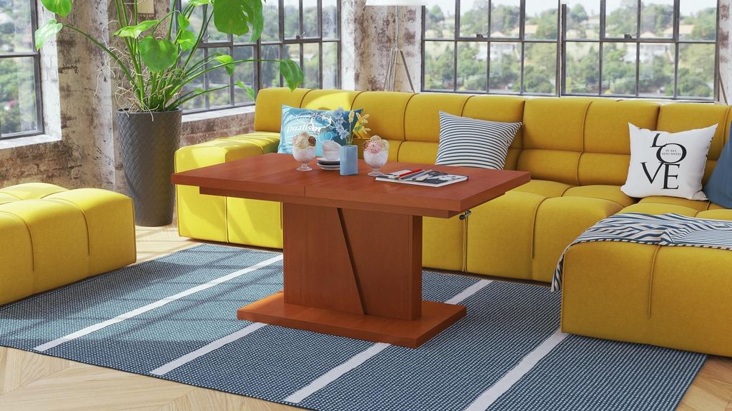 Design Couchtisch Grand Noir ausziehbar höhenverstellbar Tisch 120-180 cm Esstisch