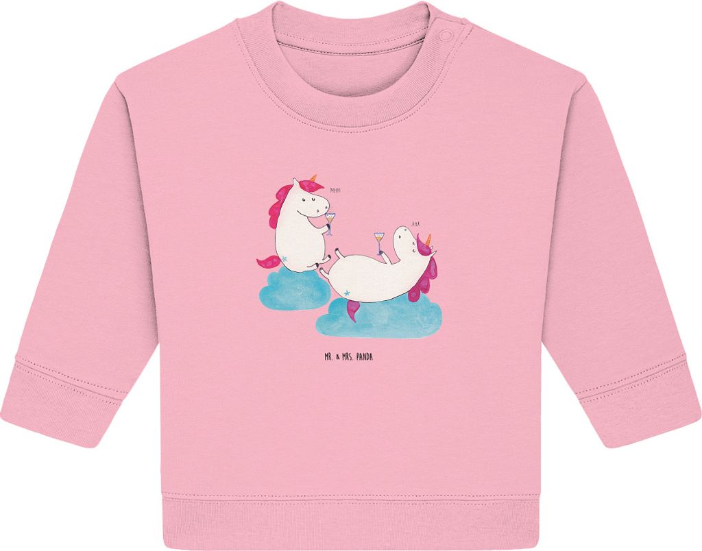 Mr. & Mrs. Panda Organic Baby Pullover Einhorn Sekt 24. - 36. Monat - Baumwolle Pink - Geschenk, Einhörner, Beste, Unicorn, Bullover, Freundin, Party