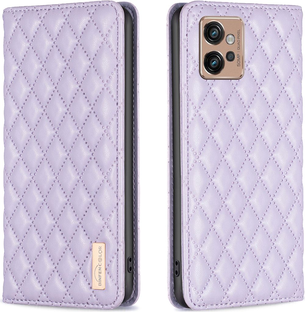 Moto G32 Hülle, Elegant Bookstyle Flip Leder Kartenfächer Schutzhülle mit Ständer für Motorola Moto G32 Lila