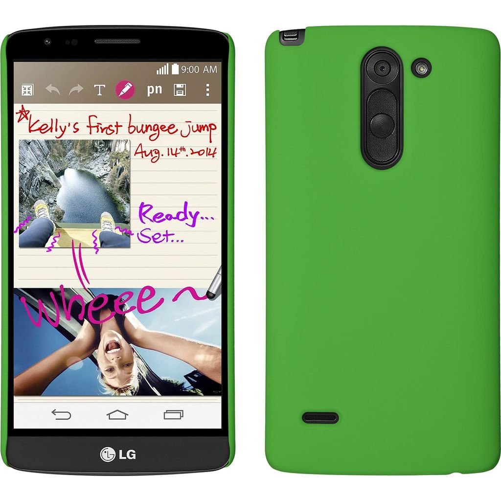PhoneNatic Case kompatibel mit LG G3 Stylus - Hülle grün gummiert Hard-case + 2 Schutzfolien
