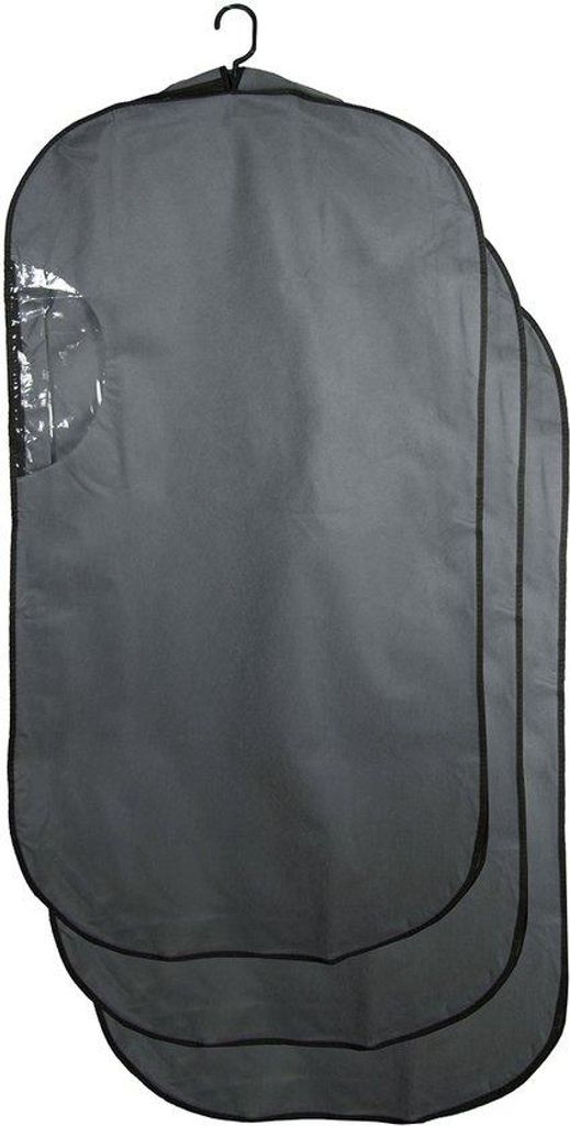 Kleidersack 3er Set, mit Sichtfenster, 60x114x10 cm, grau Produktbild 