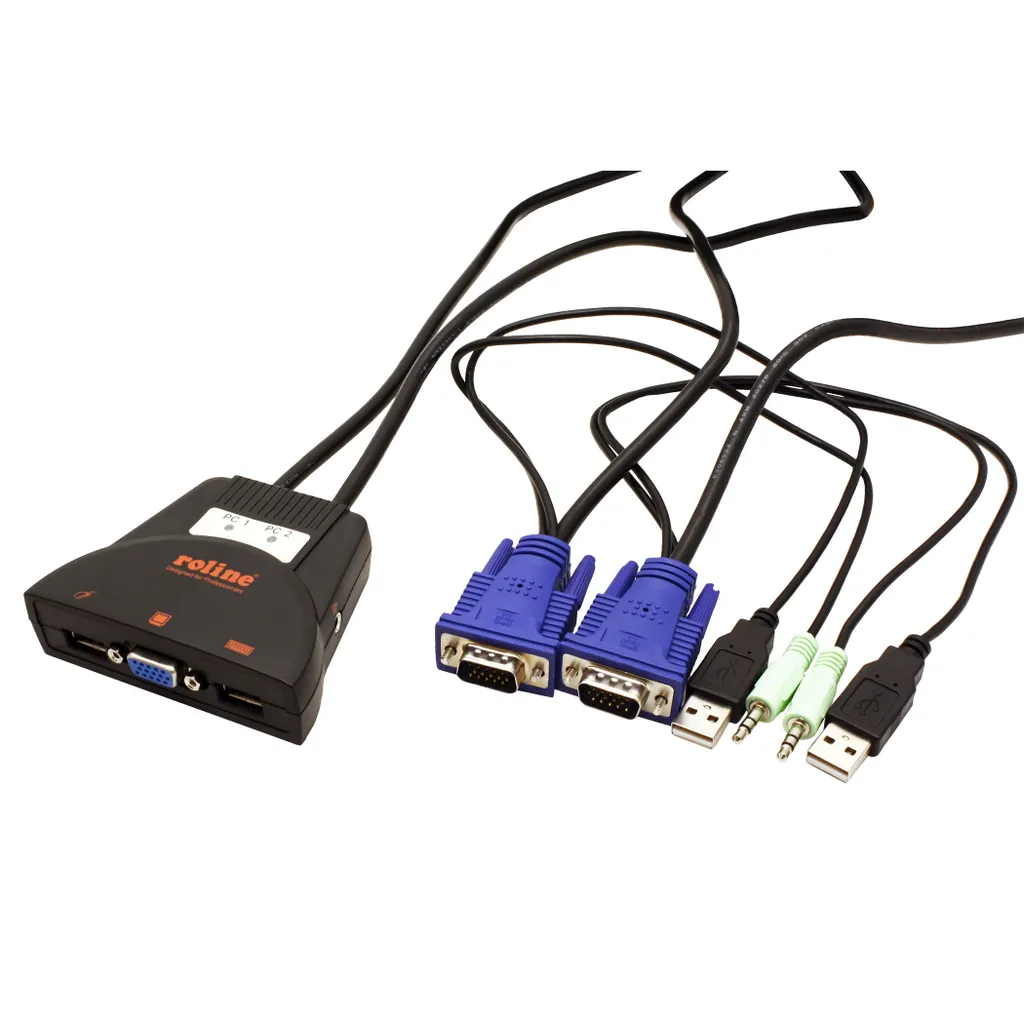 Switch KVM ROLINE Star VGA USB Audio Haute Résolution pour 2 Postes