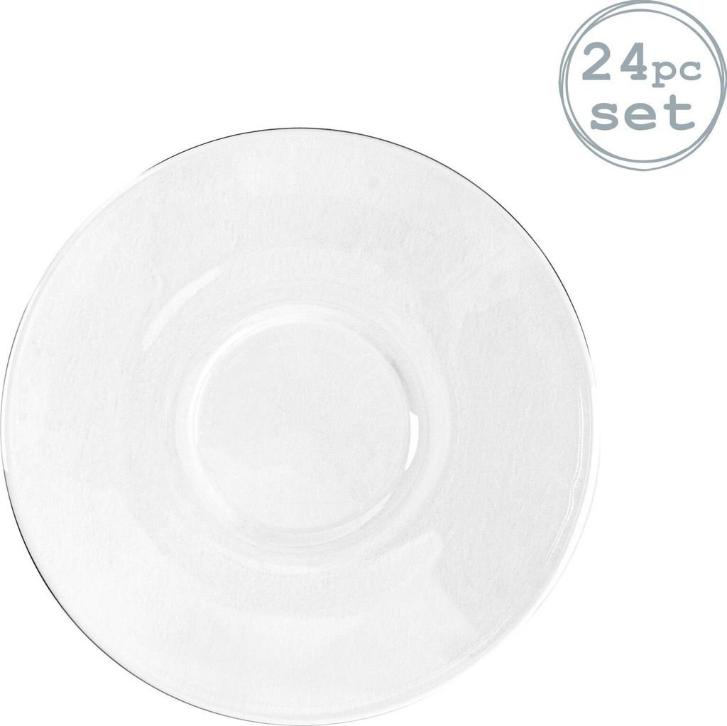 Bormioli Rocco 24 Stück Einfaches Bar Glas Tee Untertasse Set - Ausgeglichenes Glas Saucers für Teacups Kaffeetassen - 14cm