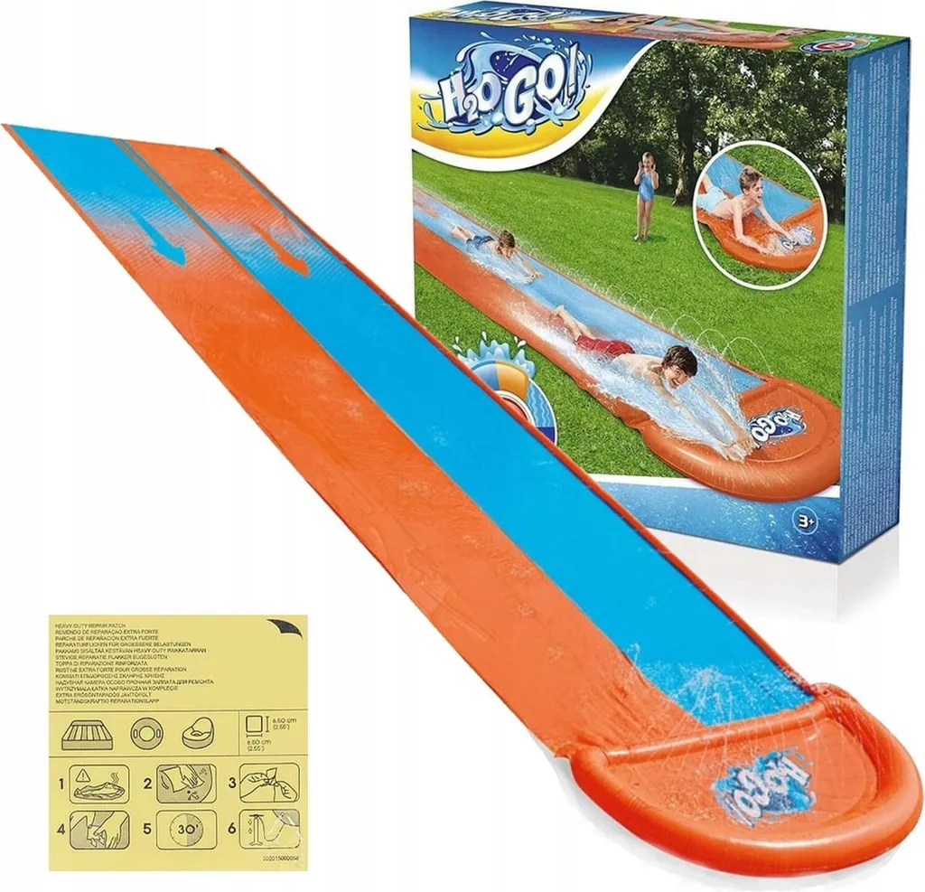 Tapis de Glisse Aquatique Double pour Jardin avec Sprinklers 488 cm