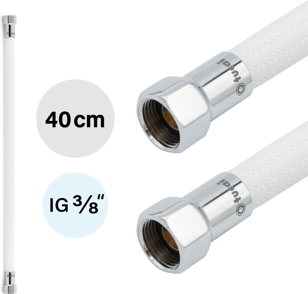 Flexschlauch DN8 IG/IG 3/8" -400mm Weiss Verchromt