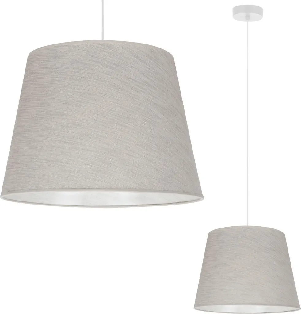 Lampadario Sospensione 38cm Len Cono Bianco e Beige Chiaro L02 Moderno