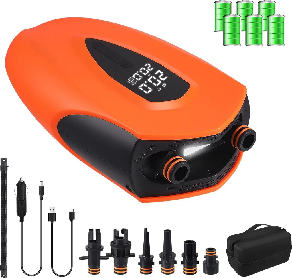 Pompe à air électrique SUP 20 PSI avec batterie 12000 mAh orange