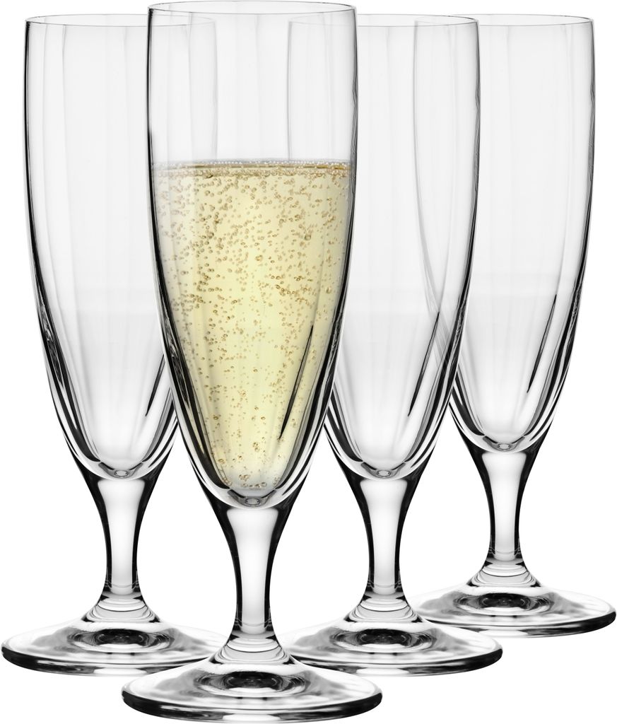KROSNO Prima Lumi Sektgläser 4er Set 160 ml – elegante Gläser auf kurzem Stiel, klares Glas, modernes Design, ideal für Sekt und Prosecco