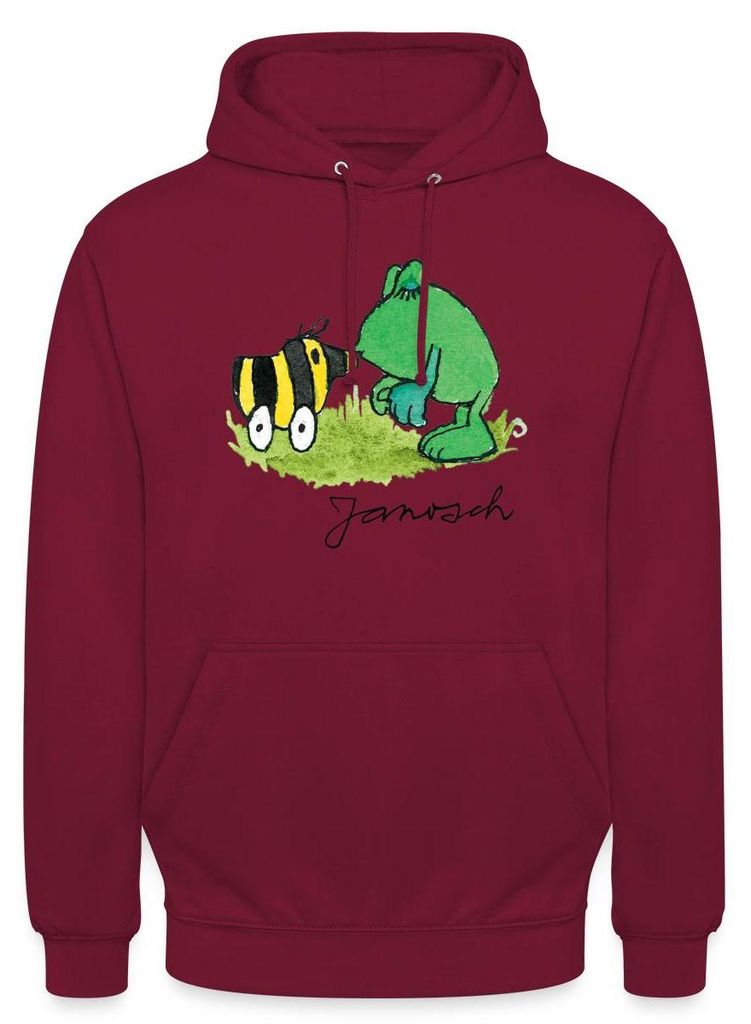 Spreadshirt Janosch Frosch Tigerente Kuss Uni Hoodie, XL, Bordeaux