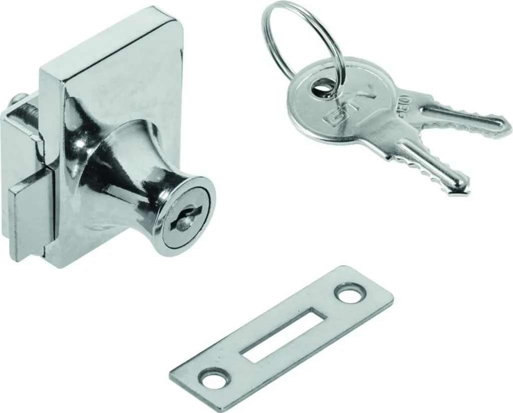 Serrure compacte 3x3x3 cm pour vitrine - Fixation porte verre Sicha