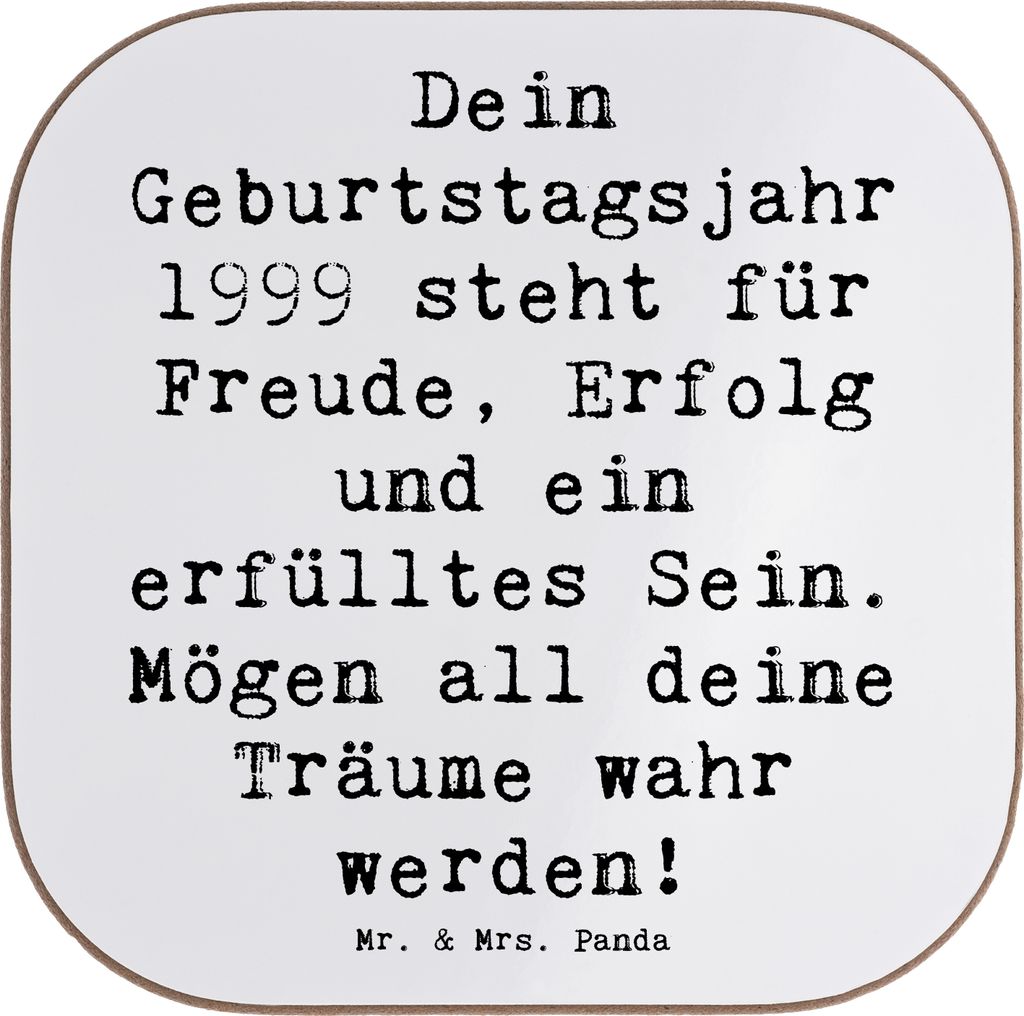 Mr. & Mrs. Panda Tischschoner Spruch 1999 Geburtstag - Weiß - Geschenk, Quadratischer Untersetzer, Glas, gläseruntersetzer, Glückwunsch, Magie v...