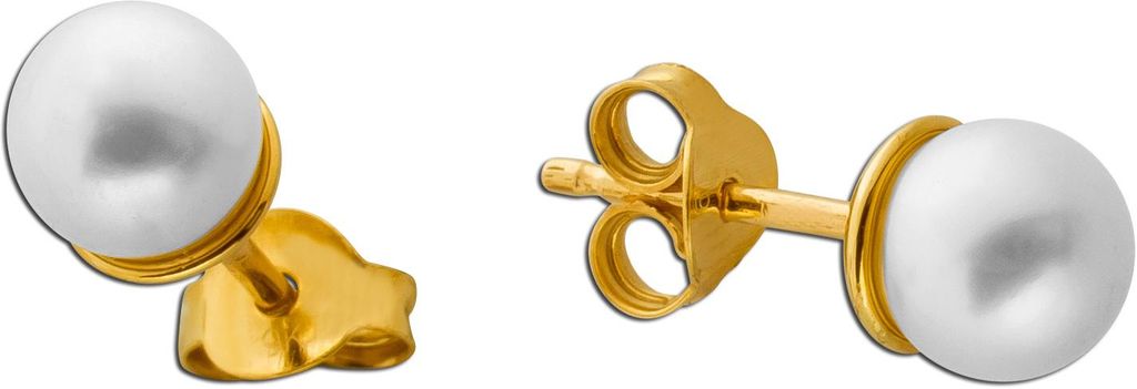 Perlen Ohrstecker 6mm Gold 375 9K Süßwasser Zuchtperlen
