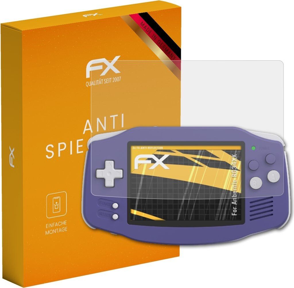atFoliX FX-Antireflex 3x Schutzfolie kompatibel mit Anbernic RG34XX Displayfolie